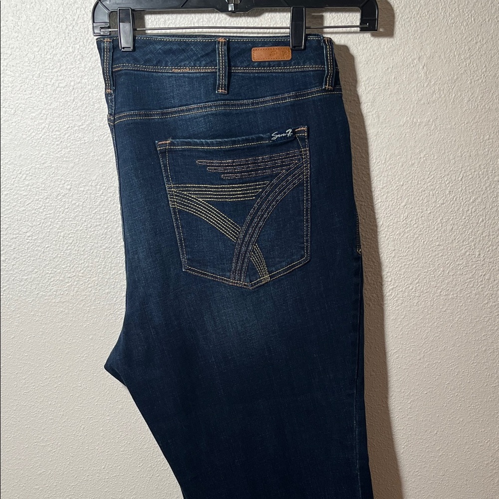 Seven7 Dark Indigo Straight Leg Jeans with Contrasting Stitch